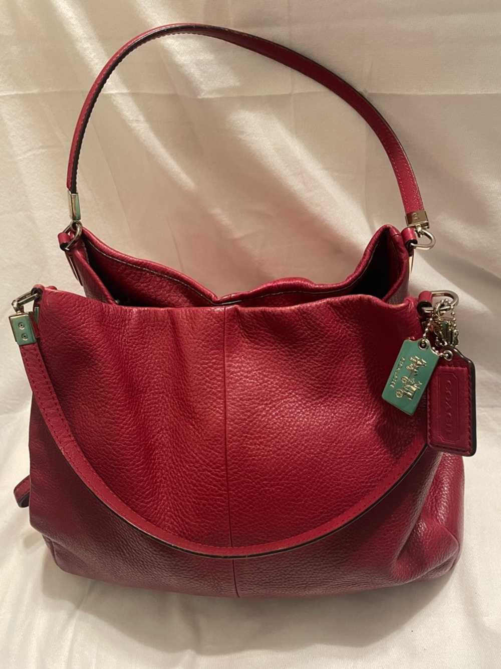 Coach Pebbled Leather Shoulder Bag in Red